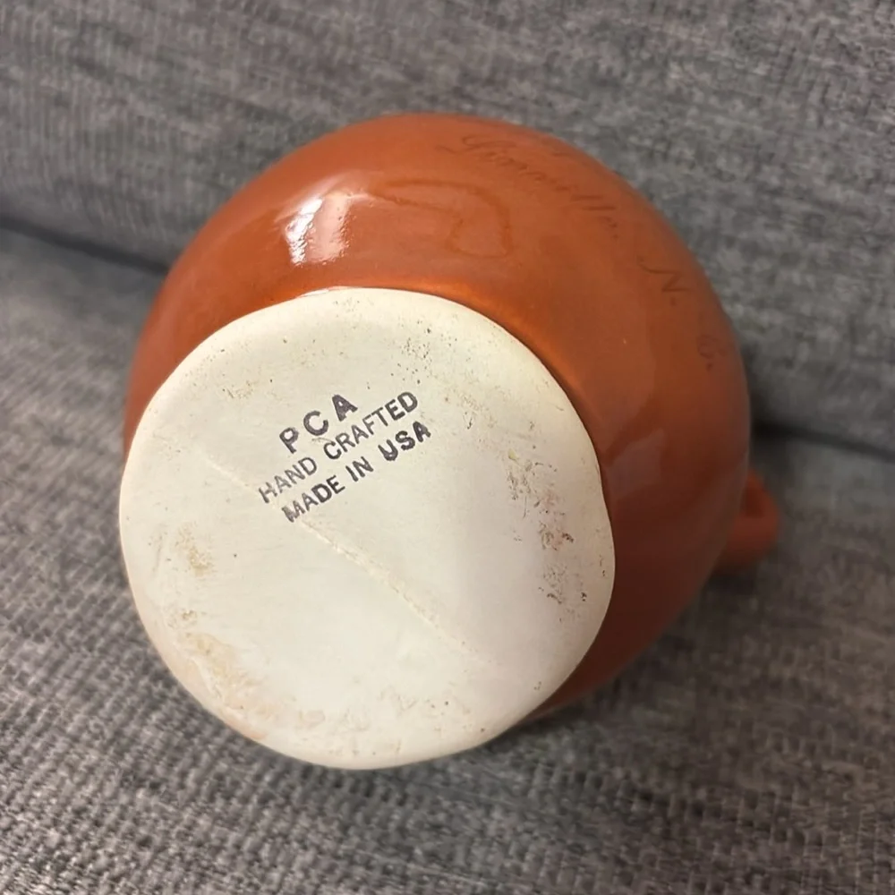 P. C. A. PADEN CITY ARTWARE GLAZED BURNT ORANGE SMALL PITCHER VINTAGE